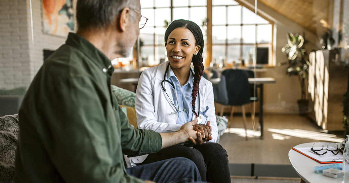 nurse talking in hospice care